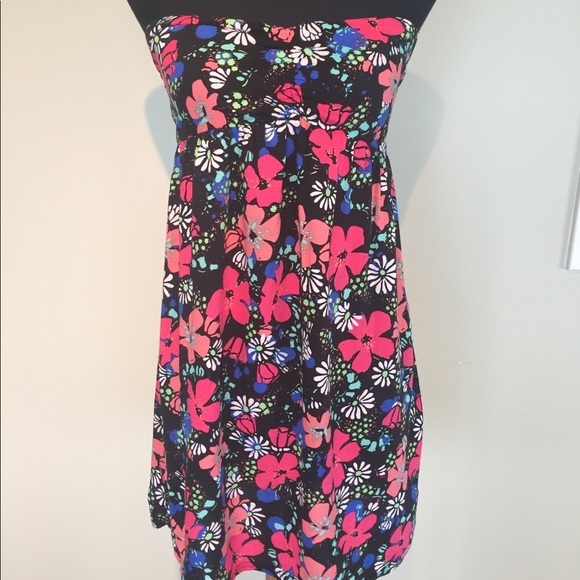 Target Floral Strapless Beach Swim Coverup Dress - Picture 1 of 3